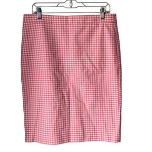NEW J. Crew No. 2 Pencil Skirt Pink Gingham Cotton Stretch Size 10 NWOT